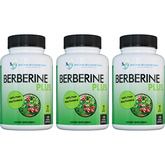 Doctor Recommended Supplements Berberine Plus bottle pour showing 1200 mg potency.
