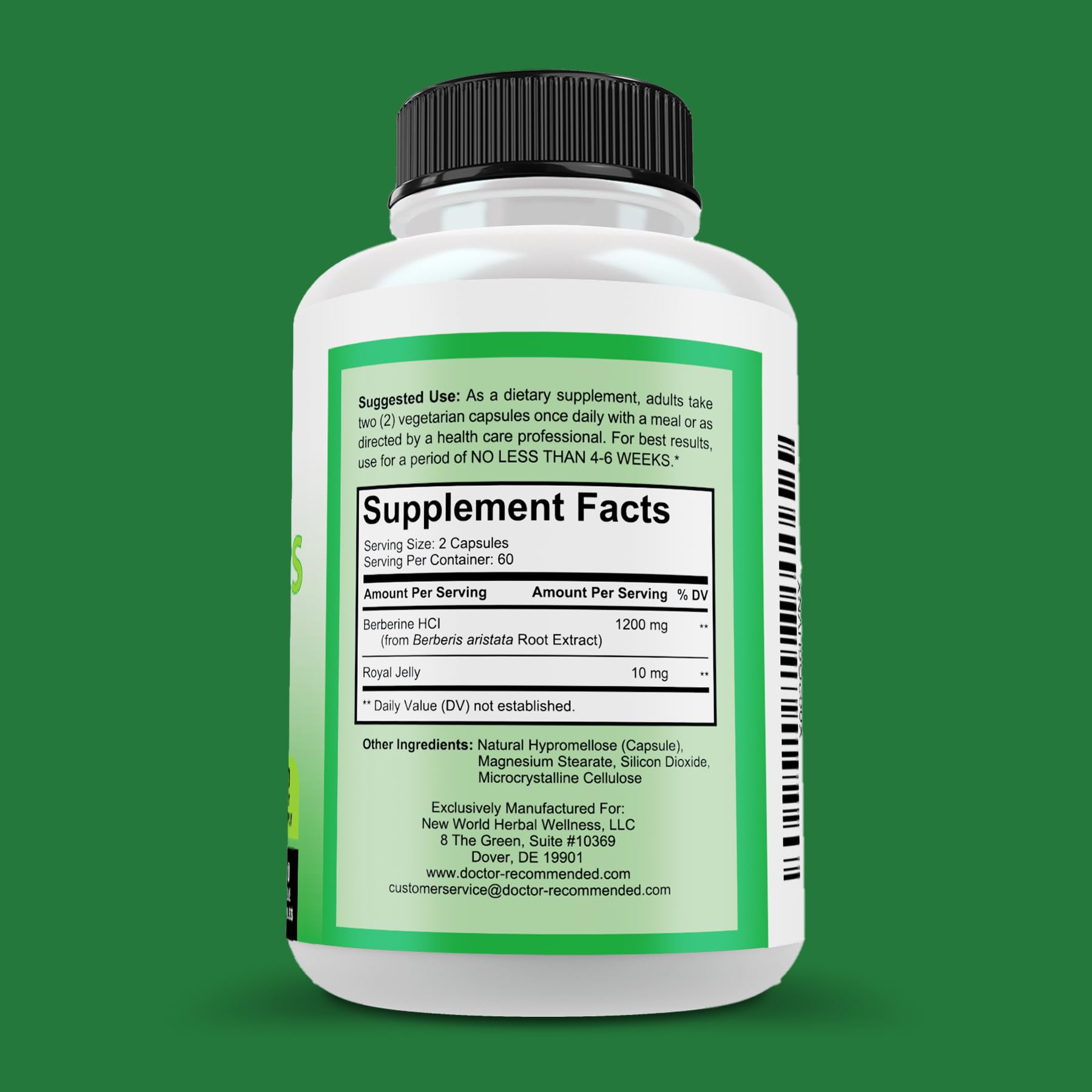 Capsules close-up showing Berberine Plus veggie capsules for clean delivery