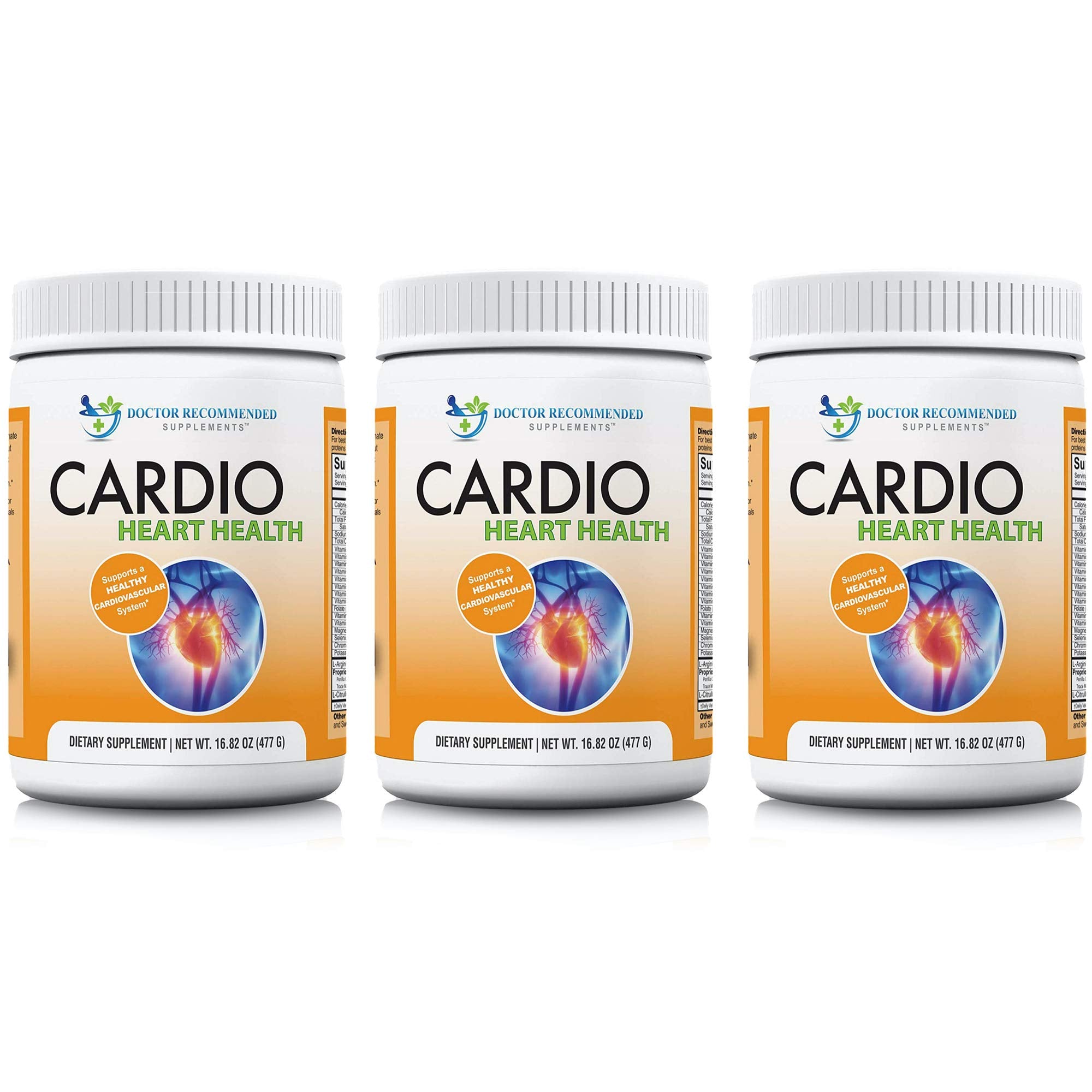 DOCTOR RECOMMENDED SUPPLEMENTS Cardio Heart Health bottle on a counter, supporting everyday blood flow