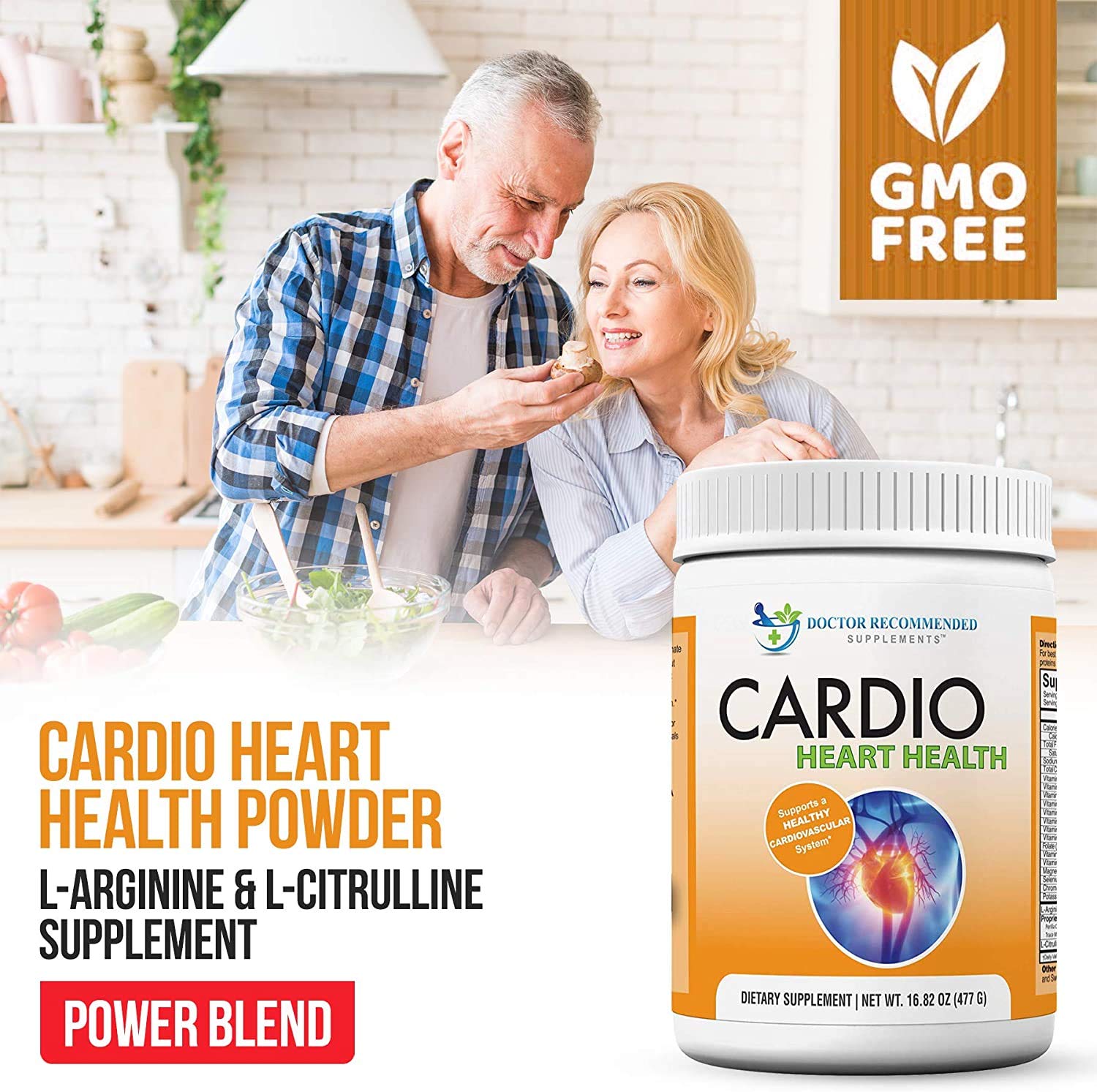 Serving scoop beside a glass suggests daily routine for heart health with Cardio Heart Health