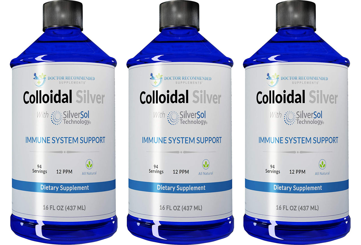 DOCTOR RECOMMENDED SUPPLEMENTS colloidal silver liquid bottle front view for potential daily immune support