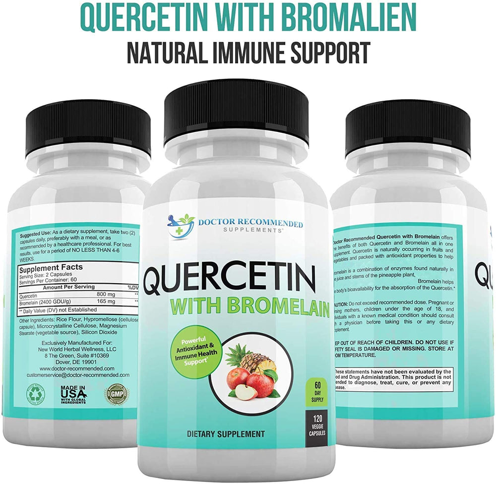 DOCTOR RECOMMENDED SUPPLEMENTS Quercetin Bromelain gluten-free non-GMO seal