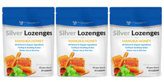 Doctor Recommended Supplements silver lozenges packaging close-up for convenient on-the-go use.