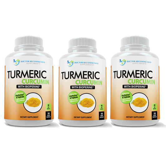 Doctor Recommended Supplements turmeric bottle front with high potency formula for daily wellness