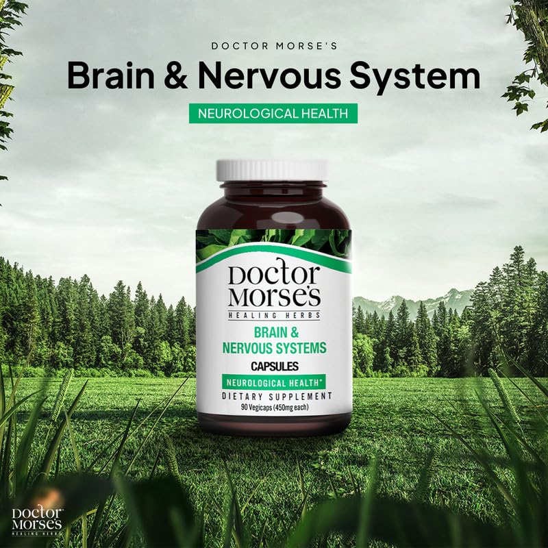 Doctor Morse's Brain capsules close-up highlighting ginkgo and astragalus for immune support.
