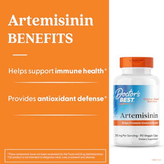 Doctor's Best Artemisinin label close-up showing pharmaceutical-grade Artemisinin potency.