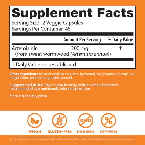Doctor's Best Artemisinin vegan-friendly capsules suitable for daily antioxidant support.