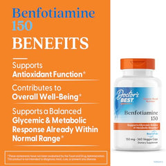 Doctor's Best Benfotiamine 360 capsules pack—potential support for glucose metabolism