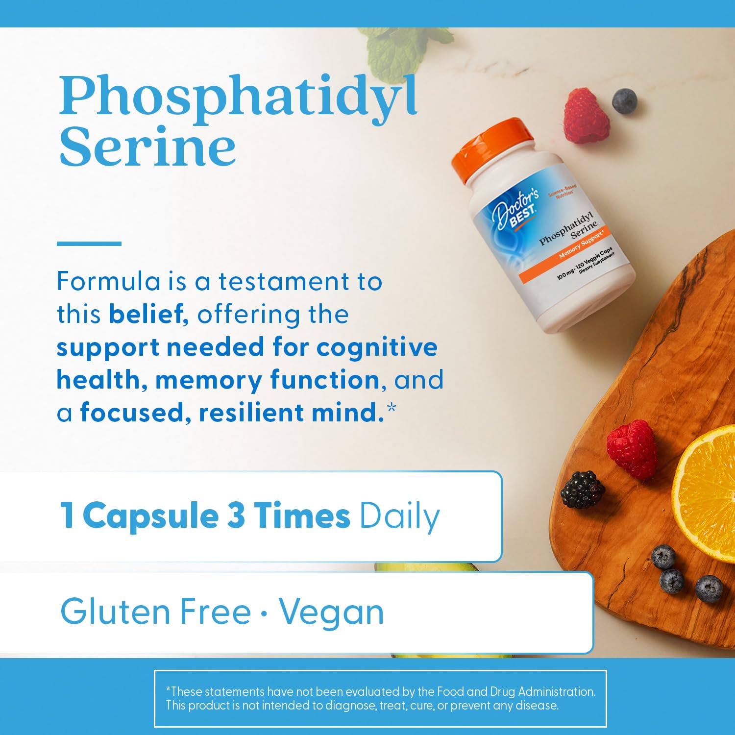 Doctor's Best Best Phosphatidyl Serine 100 bottle cap close-up highlighting product quality