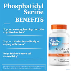 Doctor's Best Best Phosphatidyl Serine 100 ingredients panel emphasizes cofactors for neuronal communication