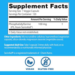 Doctor's Best Best Phosphatidyl Serine 100 packaging shows product details and vegan notes