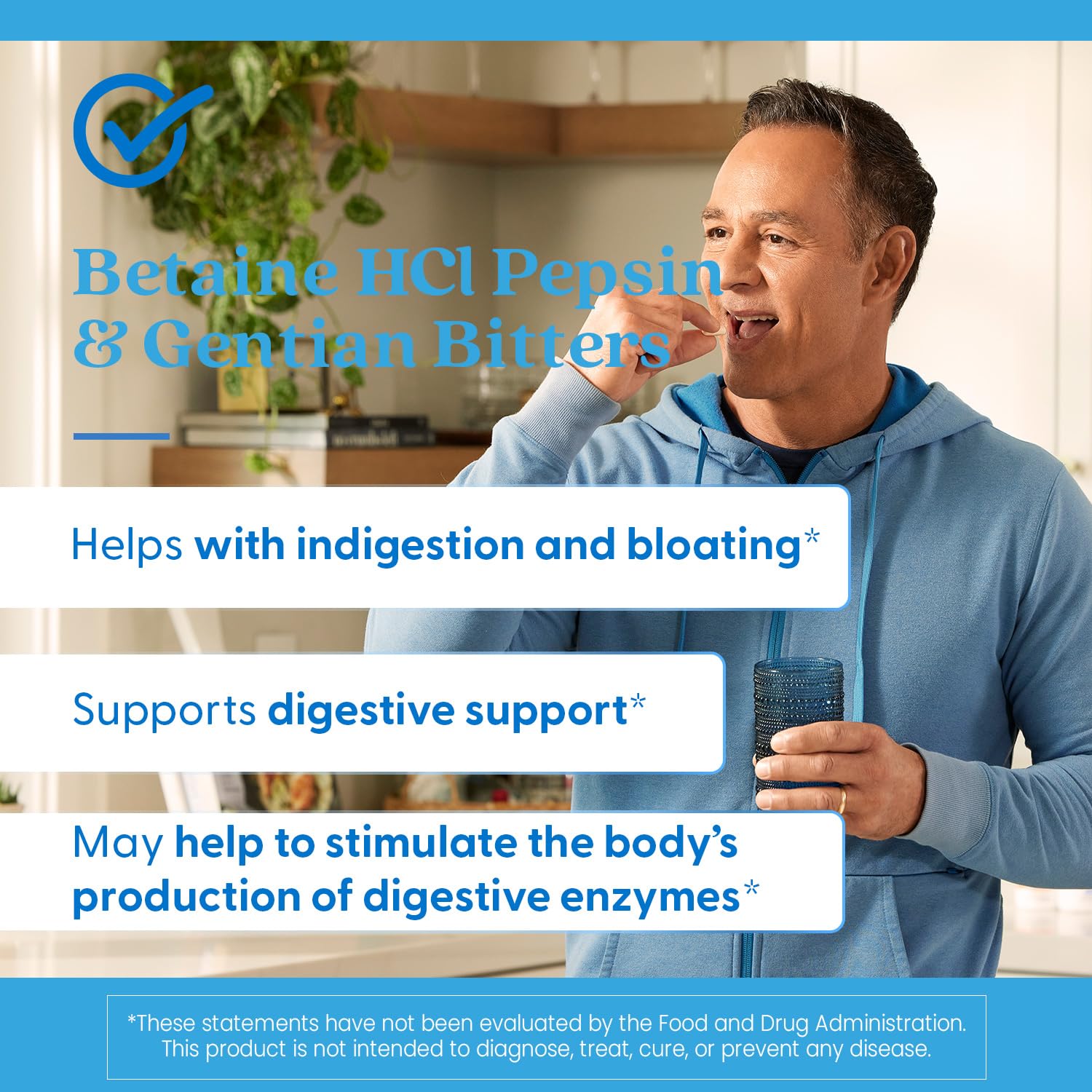 Doctor's Best ingredients panel lists betaine hydrochloride and pepsin for digestion support.