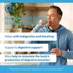 Doctor's Best ingredients panel lists betaine hydrochloride and pepsin for digestion support.