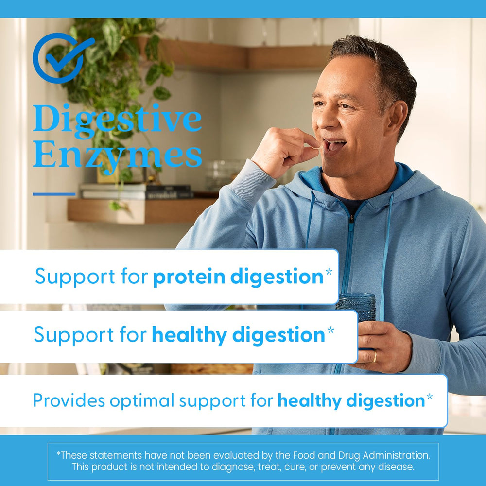 Doctors Best bottle close-up ready for daily digestive enzyme use.