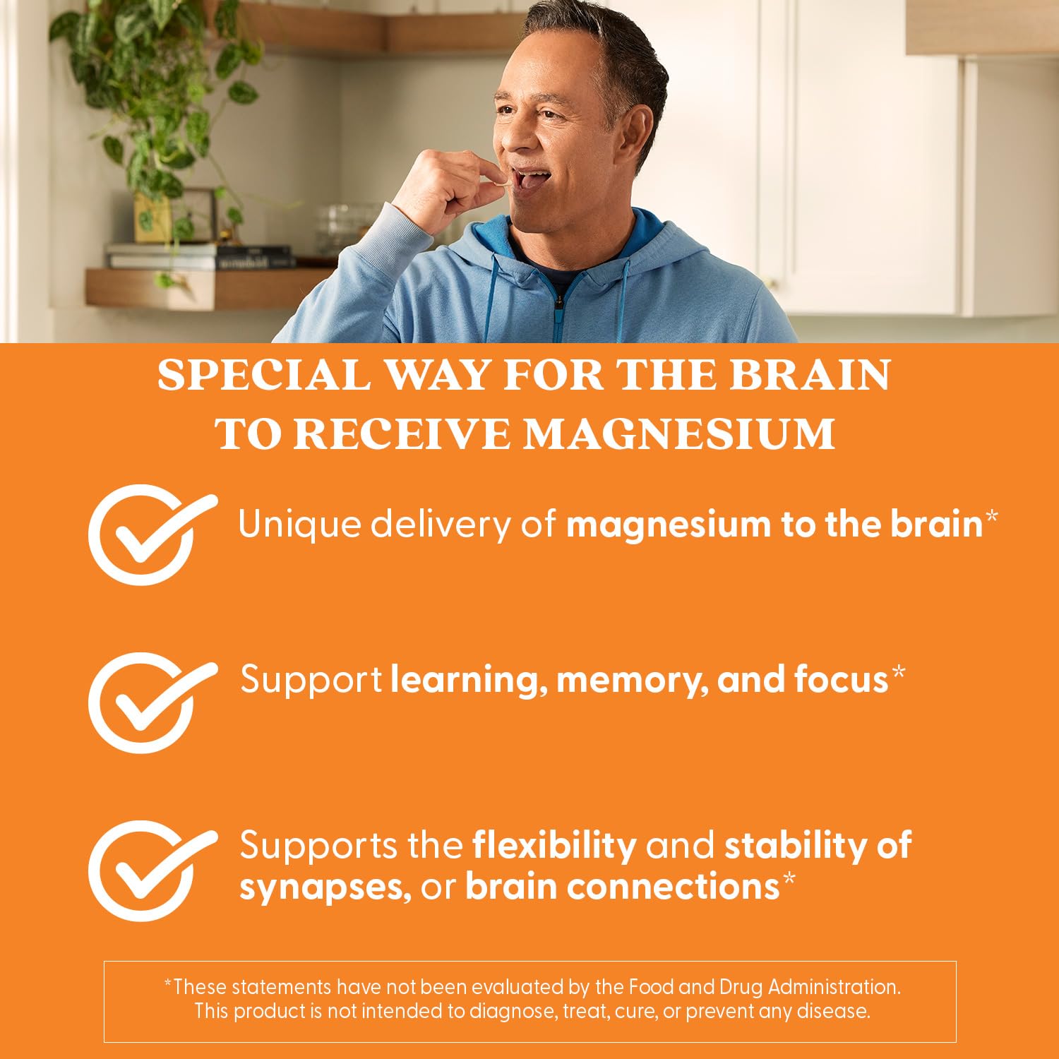 Doctor's Best Brain Magnesium bottle on counter for daily cognitive support.