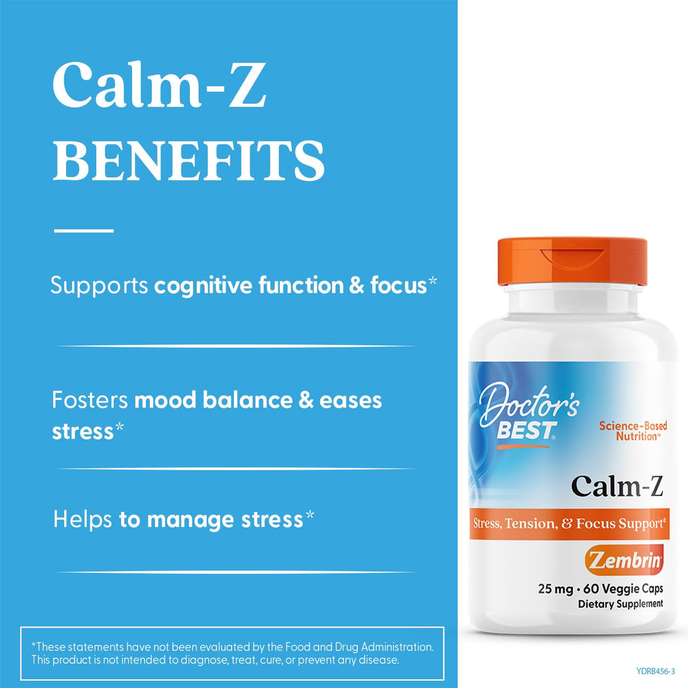 Doctor's Best Calm label close-up highlighting vegan and non-GMO