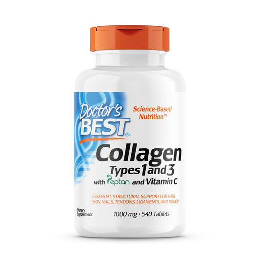 Doctor's Best Collagen Types 1 & 3 bottle for joint support and skin resilience