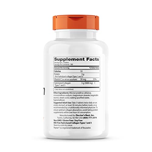 Doctor's Best Collagen Types 1 & 3 label close-up with ingredients