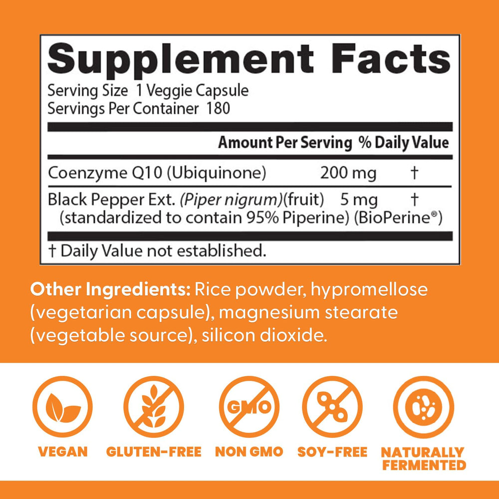 Doctor's Best CoQ10 200 mg with BioPerine close-up showing absorption support
