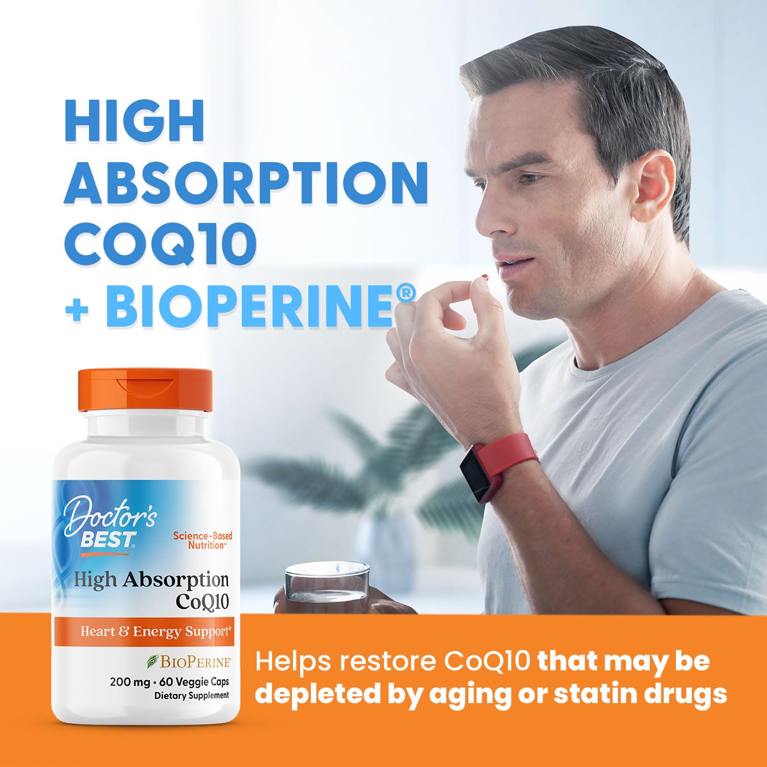 Doctor's Best CoQ10 packaging on shelf ready for daily use