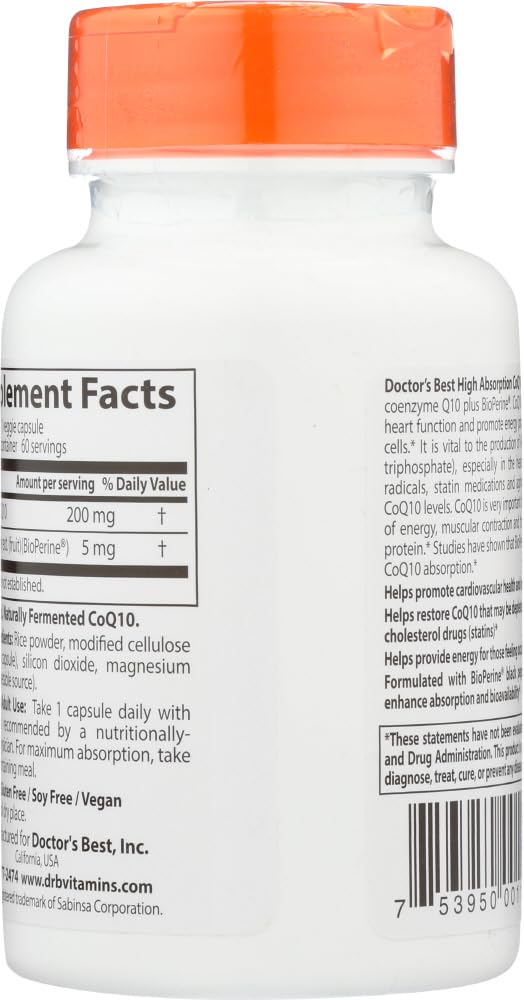 Doctors Best CoQ10 bottle label highlighting quality.