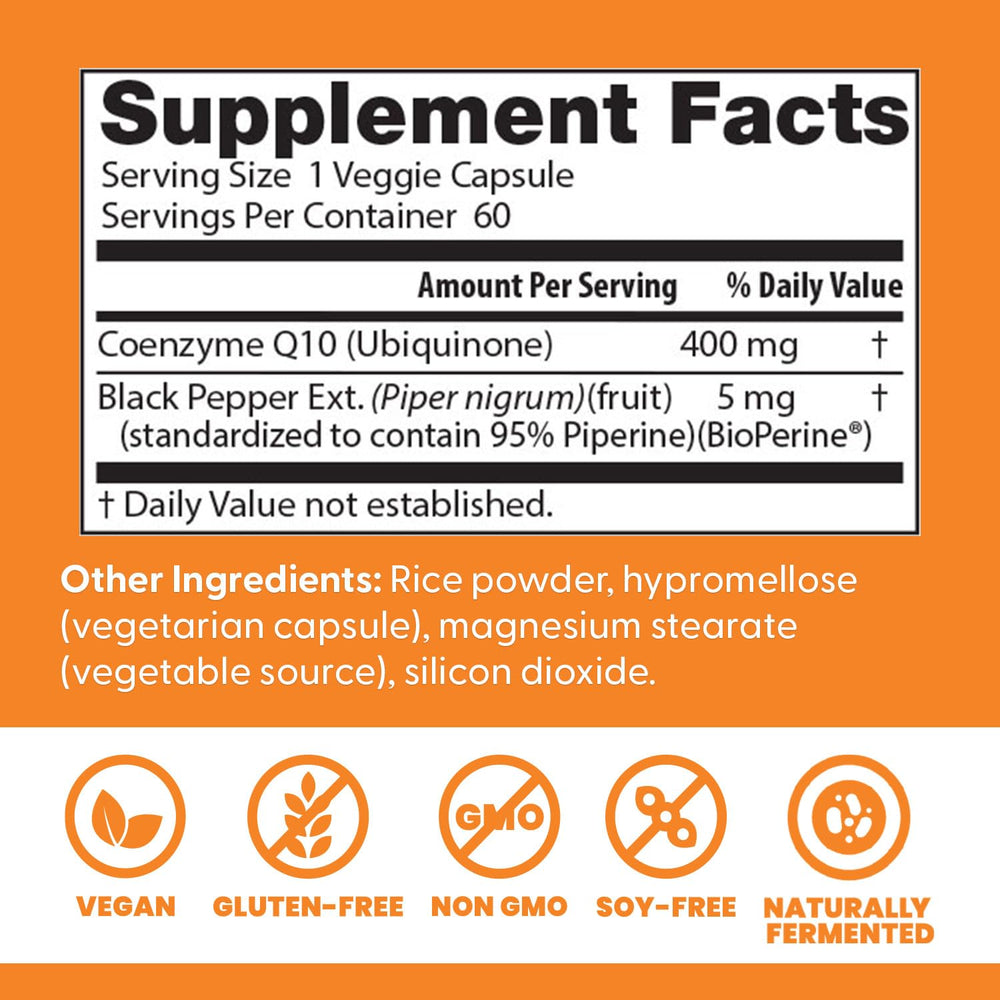 Doctor's Best CoQ10 bottle nutrition panel highlights USP verification