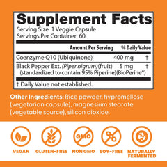 Doctor's Best CoQ10 bottle nutrition panel highlights USP verification