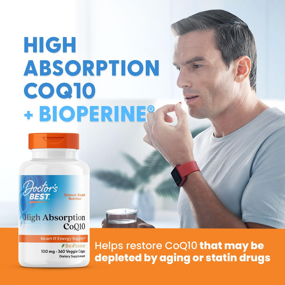 Non GMO soy free Doctor's Best CoQ10 bottle displayed on shelf