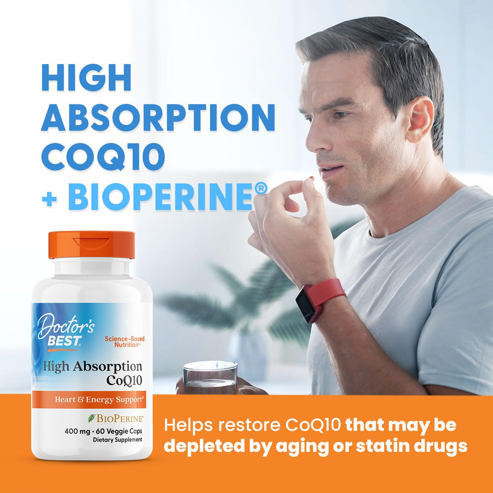 Doctor's Best CoQ10 non-GMO gluten-free soy-free capsule close-up