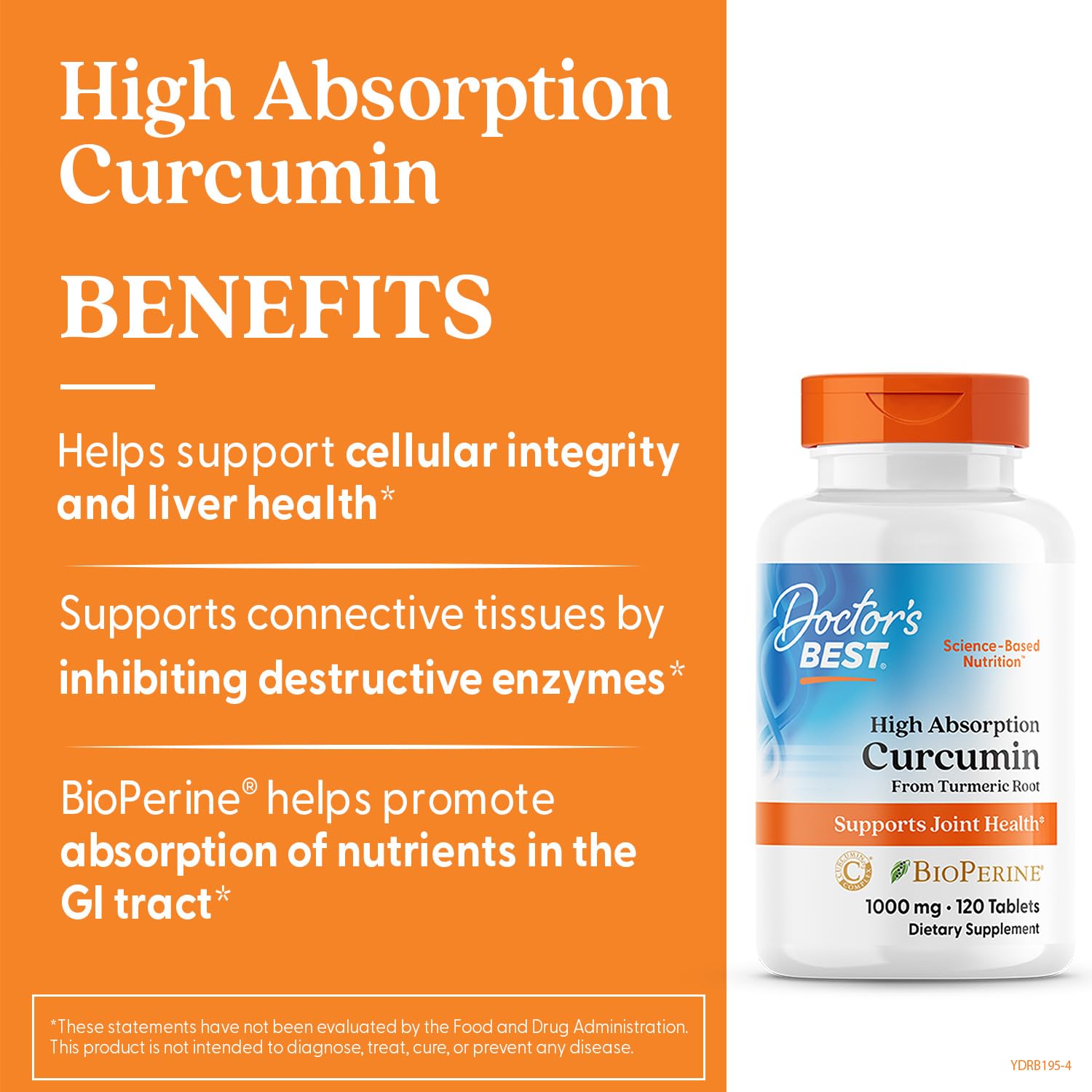 Doctor's Best curcumin tablets close-up showing high curcuminoids