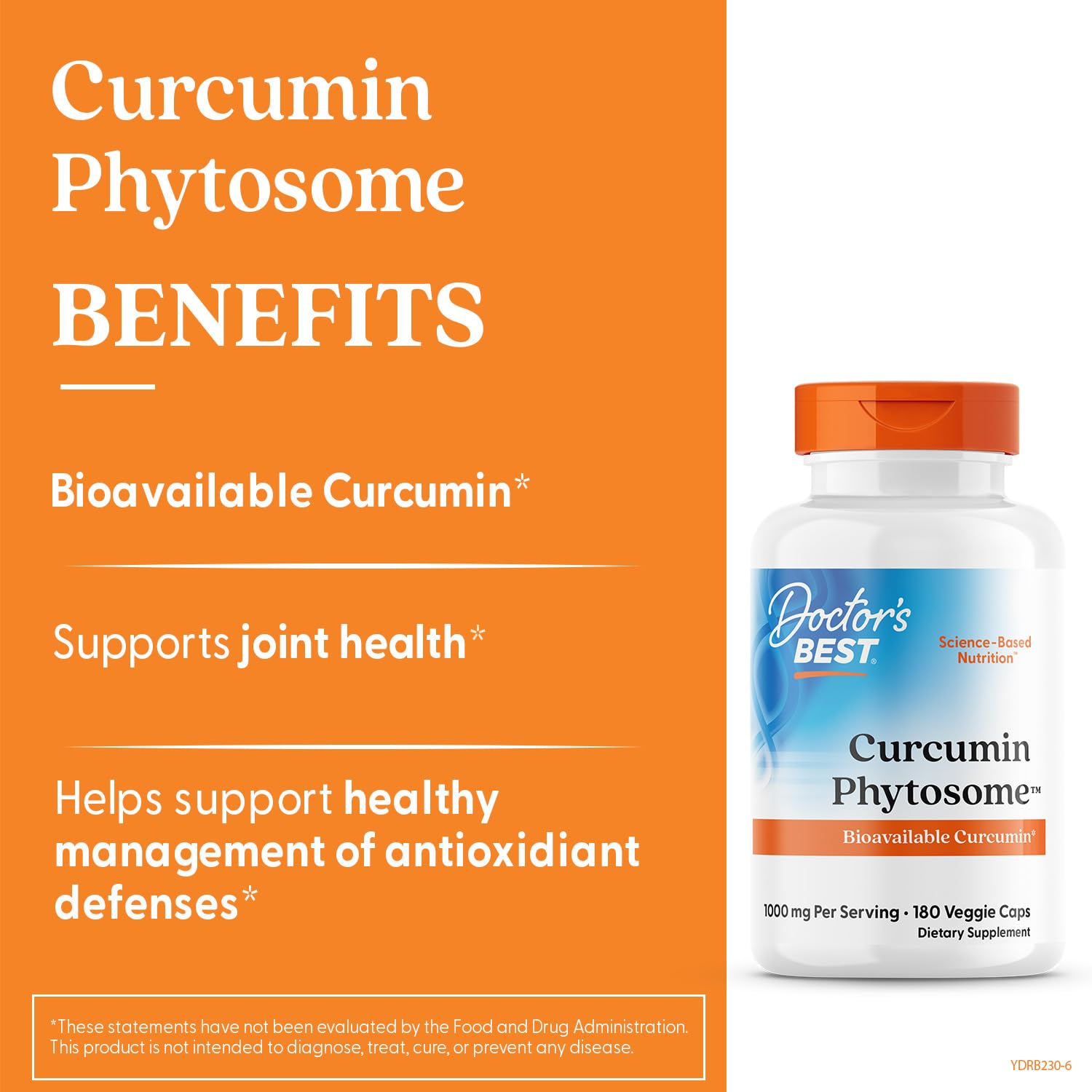Doctors Best Curcumin Phytosome ingredient panel with Meriva and PC complex