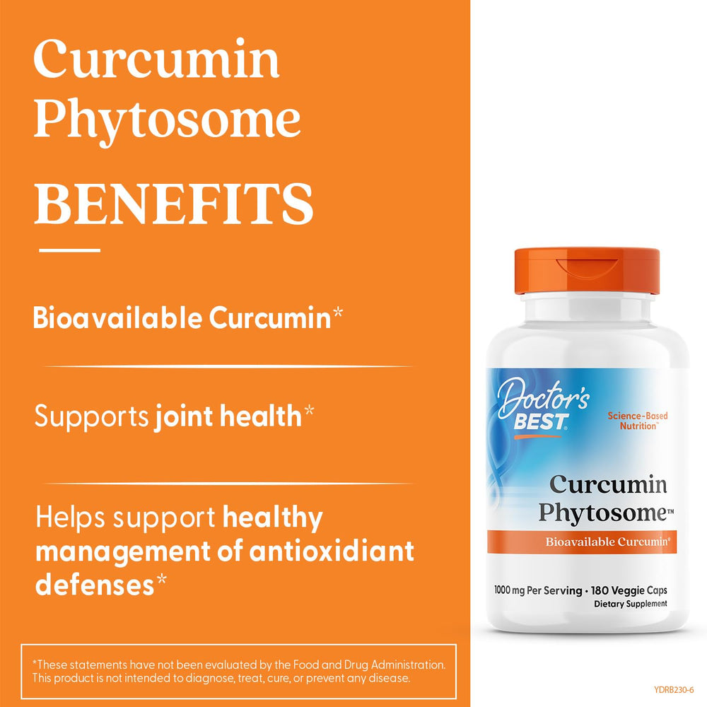 Doctors Best Curcumin Phytosome ingredient panel with Meriva and PC complex