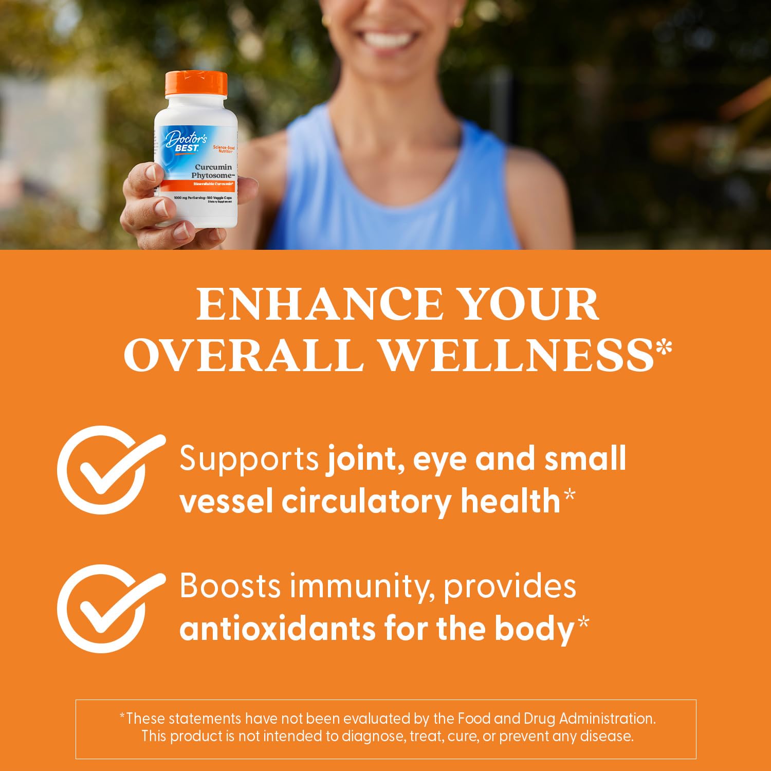 Doctors Best Curcumin Phytosome vegan gluten-free packaging appeals to dietary needs