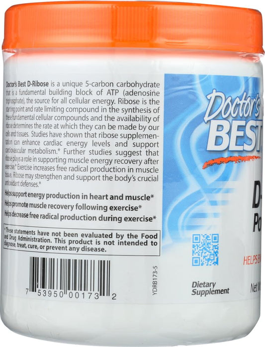 Doctor's Best D-Ribose BioEnergy ingredients panel highlights patent.