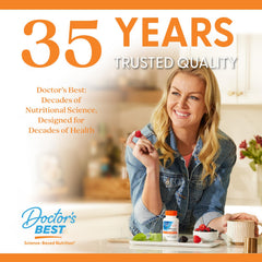 Doctor's Best daily serving bottle demonstrates four-capsule recommended serving