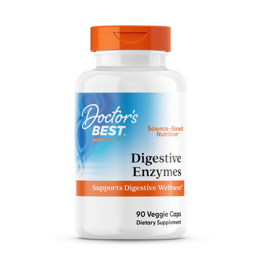 Doctors Best Digestive Enzymes bottle shown for daily digestion support.
