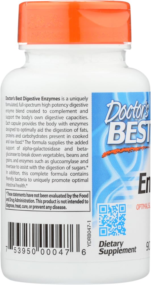 Label of Doctor's BEST Digestive Enzymes highlighting potency