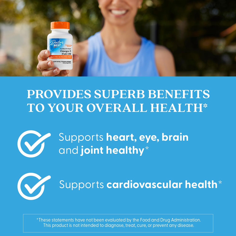 Doctor's Best EPA DHA per serving emphasizes robust omega-3 delivery for potential wellness support