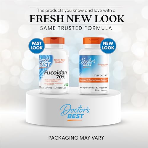 Doctors Best Fucoidan bottle back showing ingredients overview for antioxidant support.