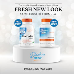 Doctors Best Fucoidan bottle back showing ingredients overview for antioxidant support.