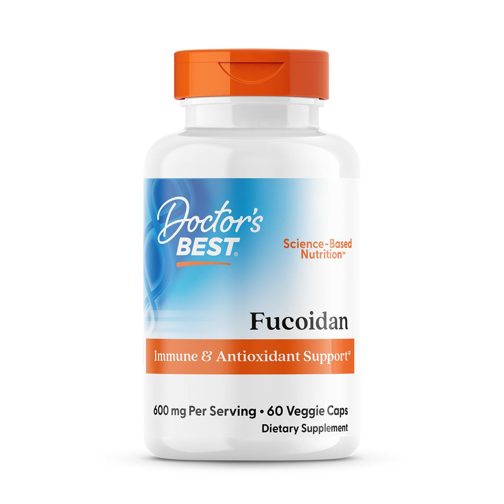Doctors Best Fucoidan bottle front with veggie capsules for immune support.