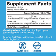 Doctor's Best Lutein Lutemax 2020 blend image highlights balanced lutein and zeaxanthin.
