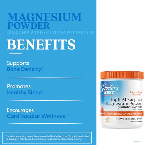 Peach-flavored Doctor's Best magnesium powder swirl in a glass for daily routine