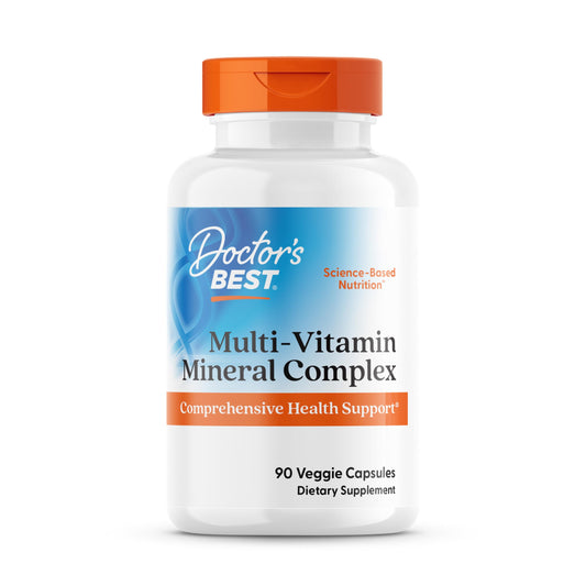 Doctor's Best multivitamin bottle cap demonstrates easy-to-take daily capsules for adults.