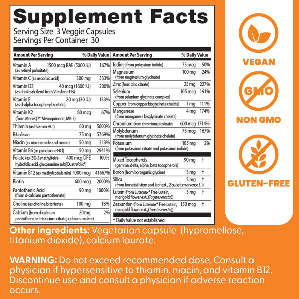 Doctor's Best capsules closeup shows compact vegan vitamin blend.