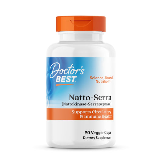 Doctor's Best Natto Serra bottle with capsules for circulatory support.