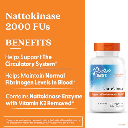 Doctors Best nattokinase bottle label with 2000 FU per serving