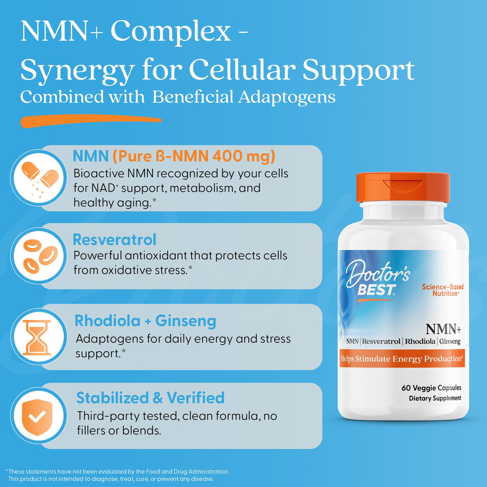Doctor's Best NMN+ Complex with rhodiola and ginseng for stamina