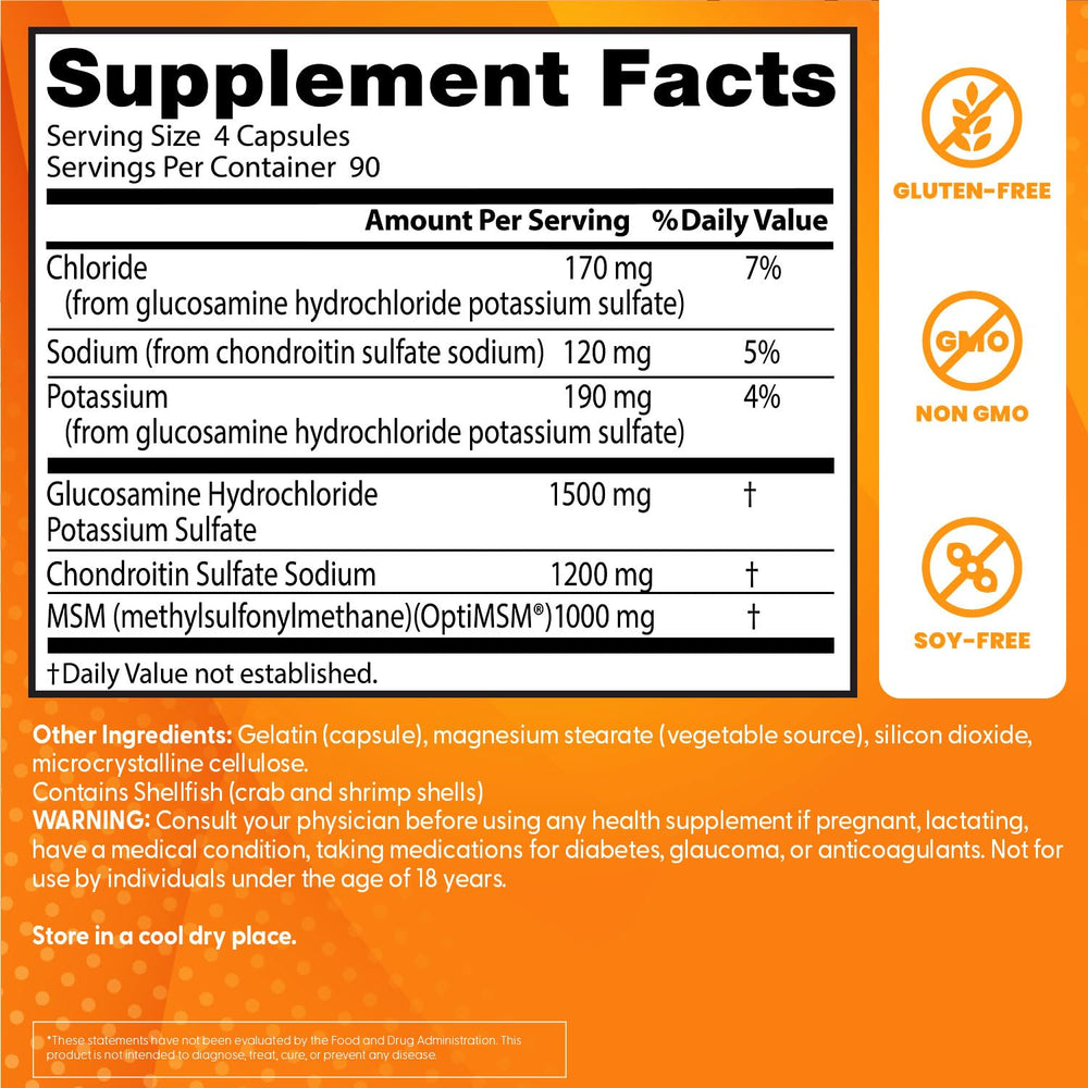 OptiMSM purity label on bottle emphasizes high-quality sulfur source.