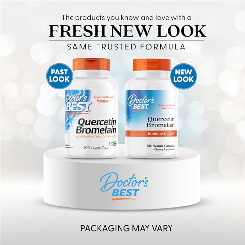 Doctor's Best Quercetin Bromelain capsules close-up for daily immune support.